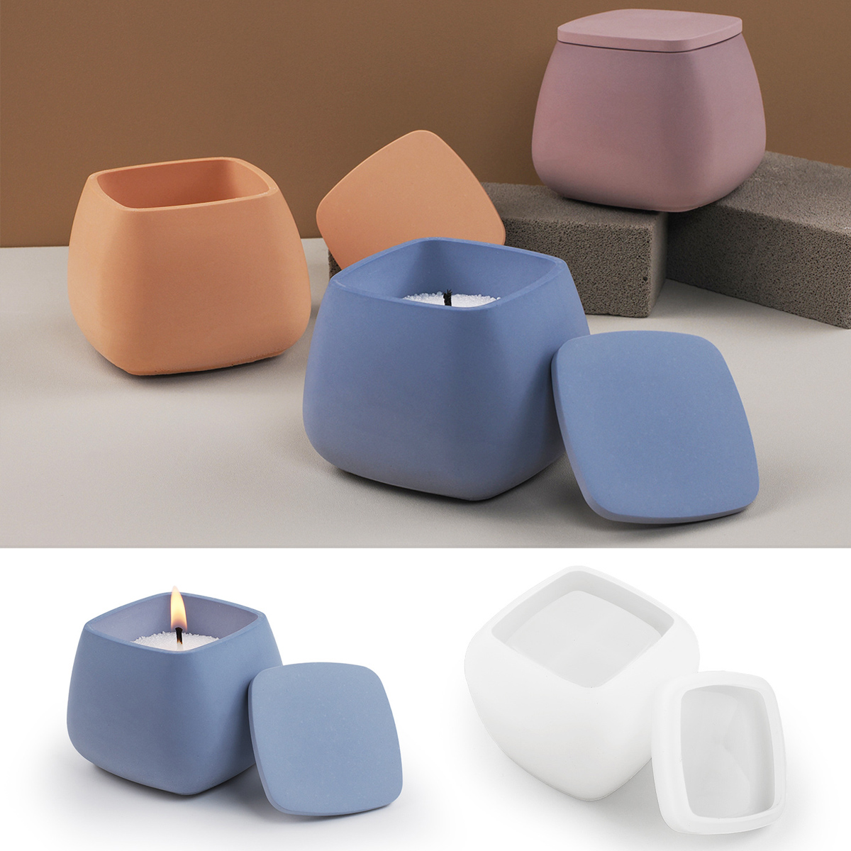 Pot de bougie carré en Silicon - Candle Making Jars With Lids avis et prix
