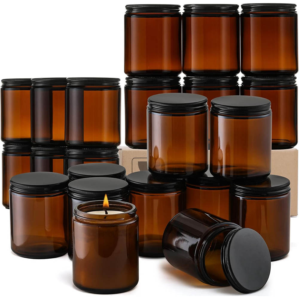 Bocaux en verre ambré de 8 oz  - Candle Making Jars With Lids avis et prix